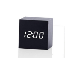 Load image into Gallery viewer, Multicolor Sounds Control Wooden Clock New Modern Wood Digital LED Desk Alarm Clock Thermometer Timer Calendar Table Decor
