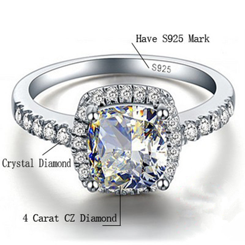925 Sterling Silver Rings For Women Bridal Wedding Anelli Trendy Jewellery Engagement White Gold Color Anillos Mujer