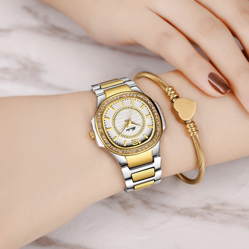 ⭐️⭐️⭐️⭐ Missfox 2549 Women Watches Women Watch 2021 Geneva Designer Ladies Watch Luxury Brand Diamond Quartz Gold Wrist Watch Gifts For Women