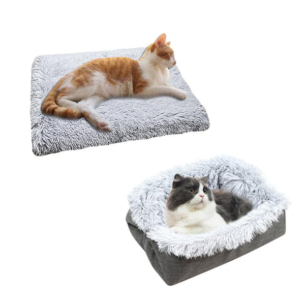 Plush Cat Bed House Cat Mat Net Red Cat Litter Plush Two-in-one Pet Mat Cat  Cat Winter Warm Dog House Sleeping