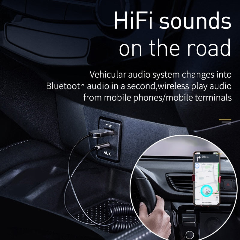 Baseus Bluetooth Transmitter Wireless Bluetooth Receiver 5.0 Car AUX 3.5mm Bluetooth Adapter Audio Cable For Speaker Headphones