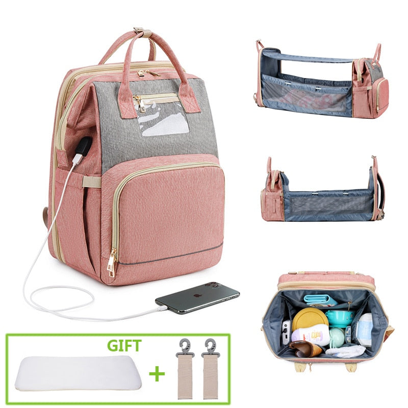 Diaper Bag Moms and Dads Backpack Multifunctional Baby Bed Bags Maternity Nursing Handbag  Stroller Bag Drop Ship