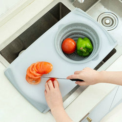 Innovative Multi-Functional 3 in 1 Chopping Board Detachable Folding Drain Basket Sink Cutting Board Kitchen Tools