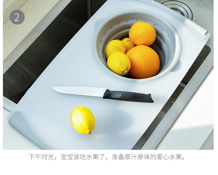 Innovative Multi-Functional 3 in 1 Chopping Board Detachable Folding Drain Basket Sink Cutting Board Kitchen Tools